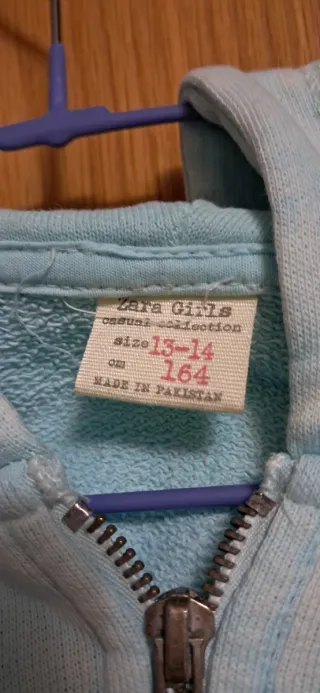 Sudadera con cremallera niña azul Talla L