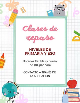 Clases de repaso nivel Primaria y ESO