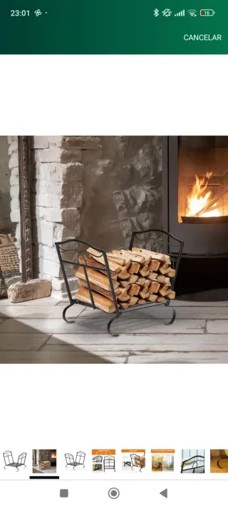 Leñero metálico negro