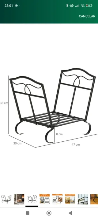 Leñero metálico negro