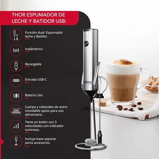 Batidor/Espumador 2-en-1 Inox USB-C