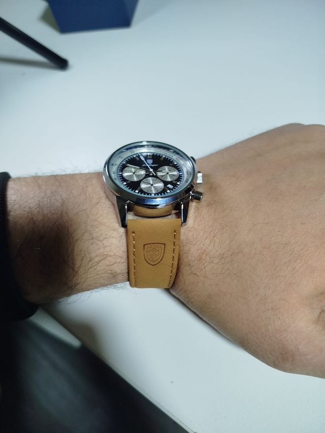 Reloj Poedagar Cronógrafo Cuero Marrón/Azul