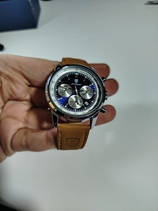 Reloj Poedagar Cronógrafo Cuero Marrón/Azul