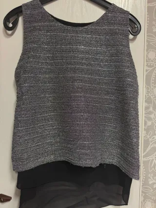 Camiseta fiesta plateada talla M