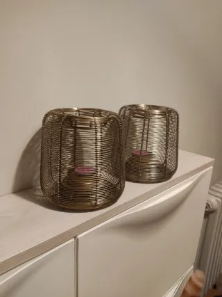 Lampade portacandele dorate in metallo