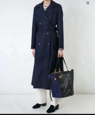 Bolso Chloe Piel y Ante Negro/Azul