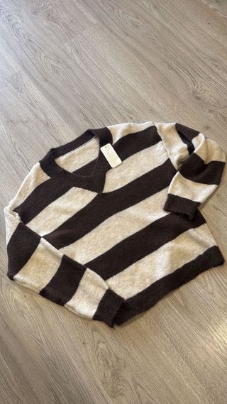 Jersey rayas beige y marrón