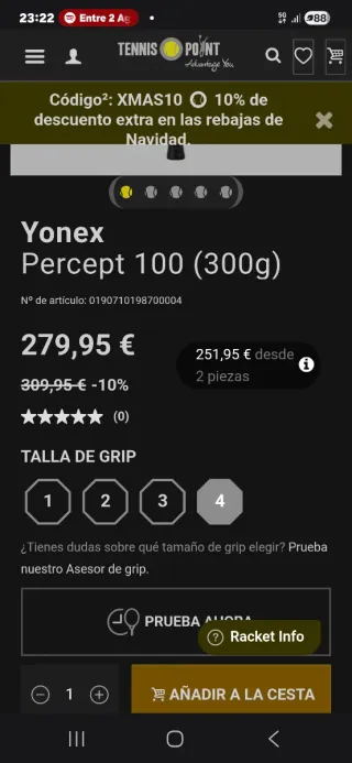 Raqueta Tenis Yonex Percept 100