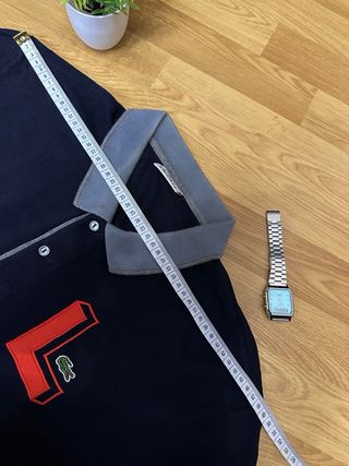 Polo Lacoste manga larga azul talla L
