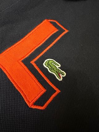 Polo Lacoste manga larga azul talla L