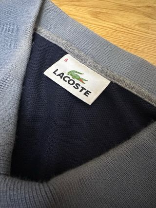 Polo Lacoste manga larga azul talla L