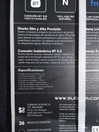 Teclado Inalambrico Subblim Smart BT