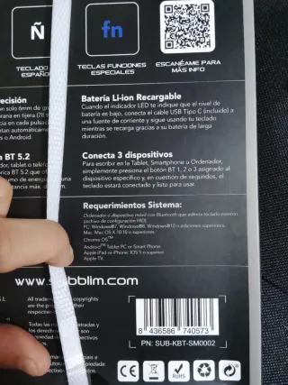 Teclado Inalambrico Subblim Smart BT