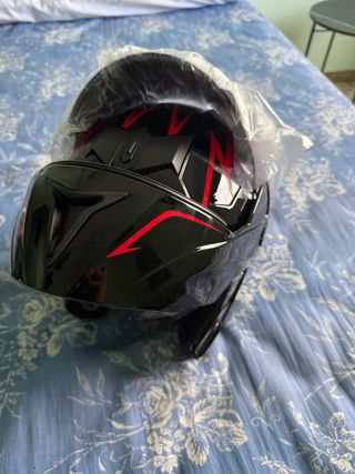 Casco Moto Negro y Rojo Talla L