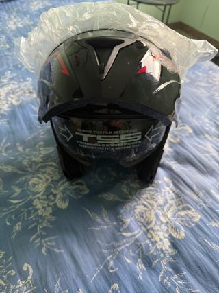 Casco Moto Negro y Rojo Talla L