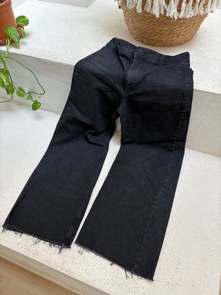 Pantalones vaqueros mujer campana negros