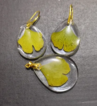 Conjunto Pendientes y Colgante Ginkgo
