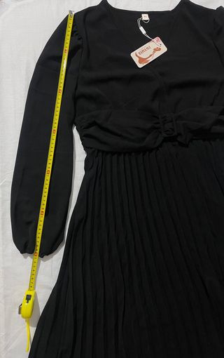 Vestido Elegante Mujer Plisado Manga Larga