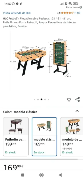 Futbolín HLC Plegable con Pedestal