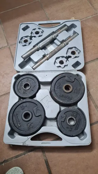 Maletín de pesas con discos y barras