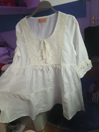 Blusa Boho Ibicenca Encaje Talla Única