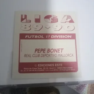 Cromo Pepe Bonet 89-90 Futbol 1ª Division