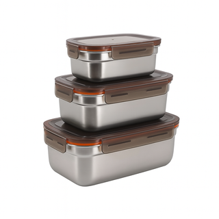 Set 3 Contenitori Acciaio Ermetici