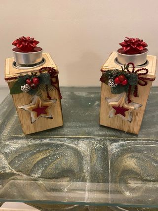 Coppia Portacandele Natalizi