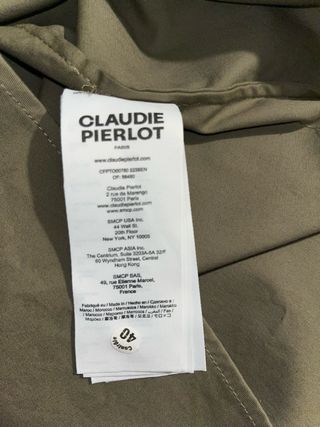 Blusa Claudie Pierlot verde militar con volantes