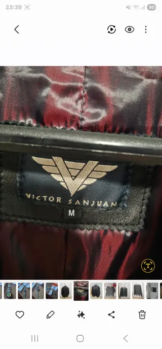 Americana de piel auténtica negra tallaM-L