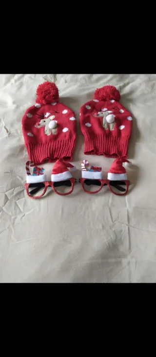 Lote 2 Gorros y 2 Gafas Navidad