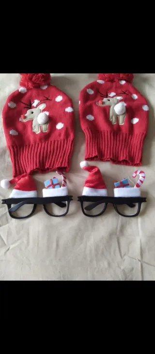 Lote 2 Gorros y 2 Gafas Navidad
