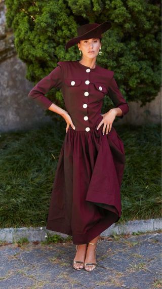 Vestido COOSY evento granate Talla M Con etiqueta