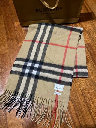 Sciarpa Burberry 100% Cashmere Beige e Rossa