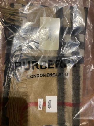 Sciarpa Burberry 100% Cashmere Beige e Rossa