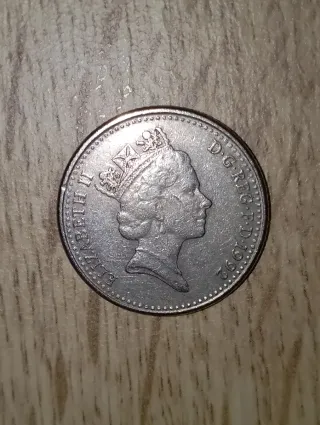 Moneta da 10 Pence Leone Corona Rara 1992