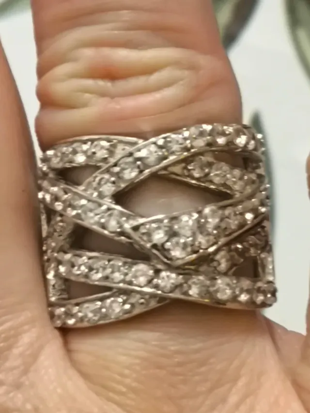 Anillo Plata Diseño Trenzado Circonitas