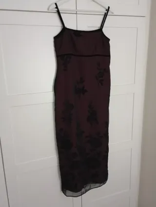 Vestido largo fiesta negro y rojo