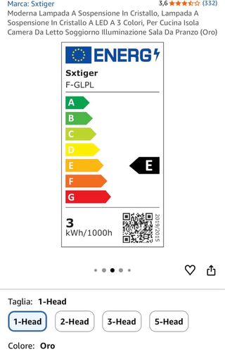 2 Lampade Sospensione Cristallo Oro Nuove
