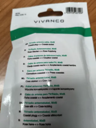 Cable Antena TV/Radio Vivanco 1.5m