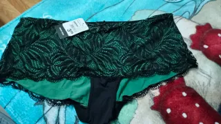 Culotte T-L Negro/Verde Encaje