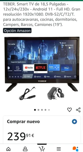 Smart TV Teber 18,5 Negra