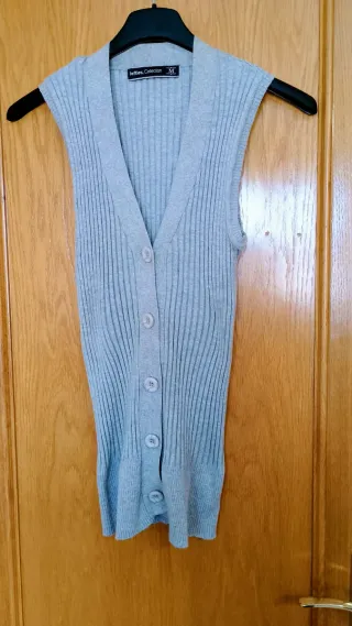 Chaleco jersey canalé gris mujer talla M