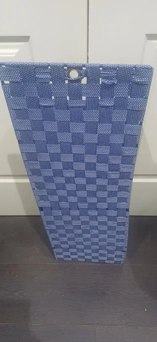 Scaffale a Parete Tessuto Blu e Bianco