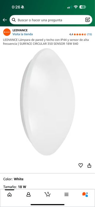 Plafón LED LEDVANCE IP44 35cm especial para Baño