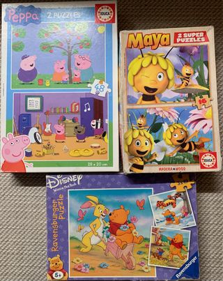 Lote 3 Puzzles: Peppa Pig, Maya y Winnie Pooh