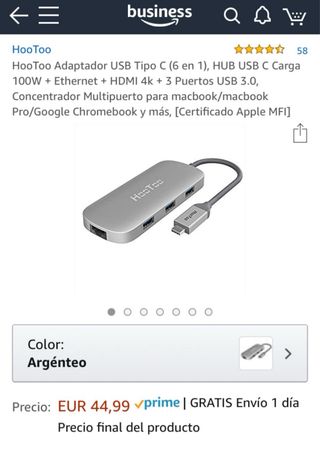Adaptador Hub USB-C HooToo 6 en 1