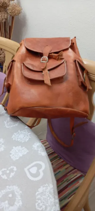 Mochila de cuero auténtico