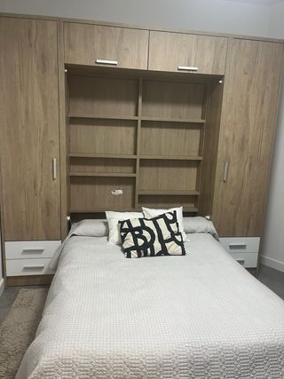 Cama Abatible con Armario y Estanterías