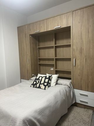 Cama Abatible con Armario y Estanterías